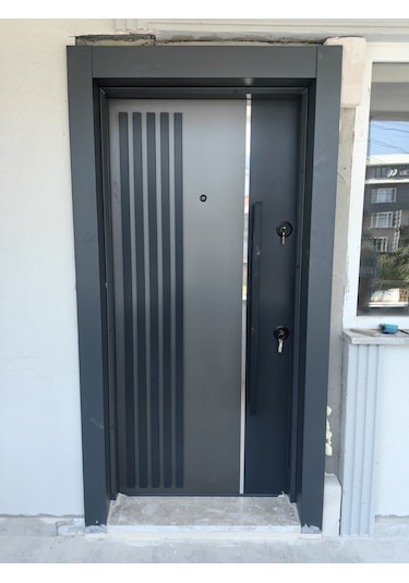 Kompozit Dış Mekan Çelik Kapı Çıtalı Antrasit Çıtalı