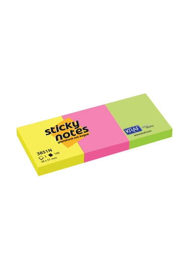 Kraf Yapışkanlı Not Kağıdı 38X51 Neon 3 Lü Paket