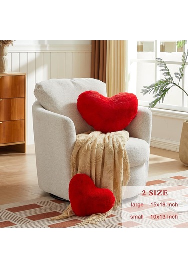 Yaleker Kırmızı Kalp Yastığı, Sevimli Yumuşak Poyraz Kumaşı, 30x25cm, Sevgi Hediyesi, Oturma Odası Dekoru, Kadınlar İçin Valentine Hediyesi Kırmızı