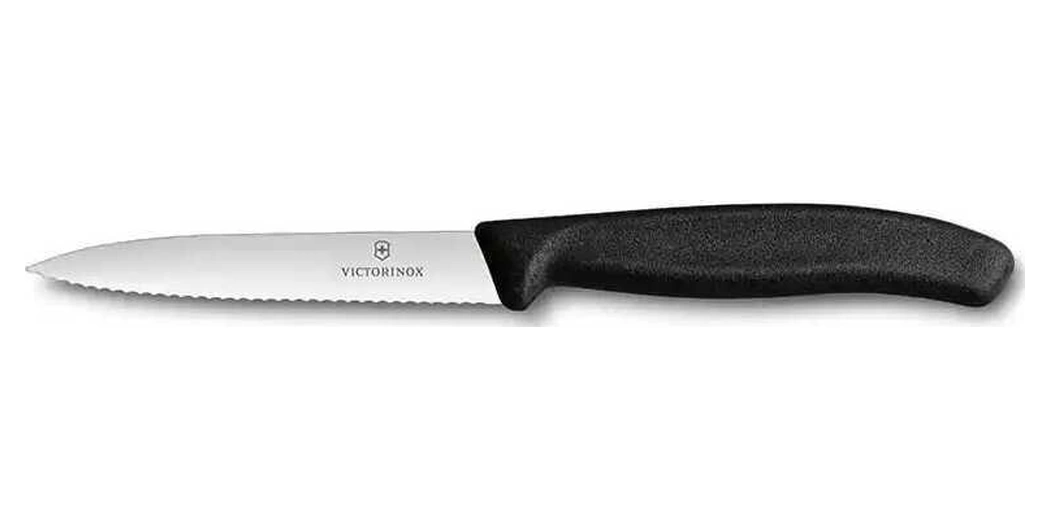 Victorinox Domates Soyacağı - 10 Cm Tırtıklı Sebze Meyve Bıçağı Siyah