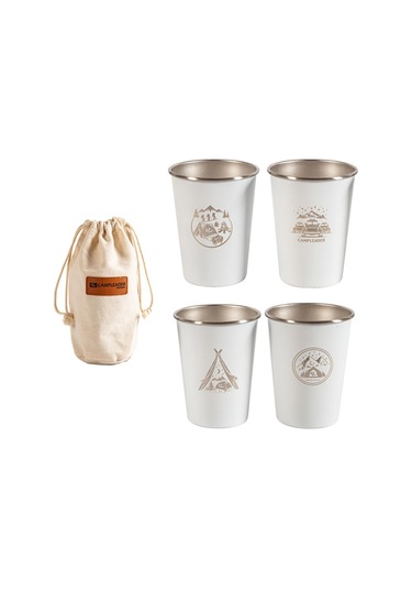 4 Adet 350ml Paslanmaz Çelik Bardak - Çok Fonksiyonlu İçecek Kabı Homyl B01 Beyaz Beyaz