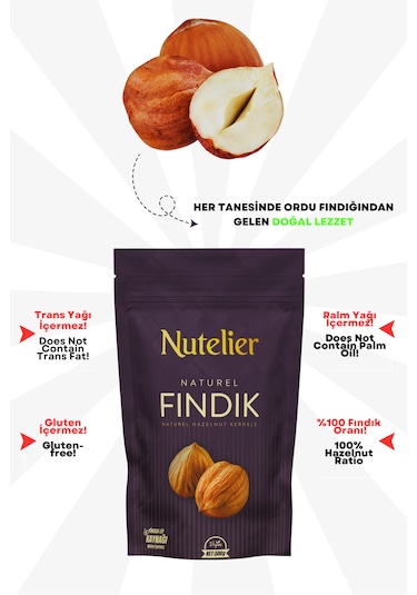 Nutelier Naturel Çiğ Iç Fındık 500 G
