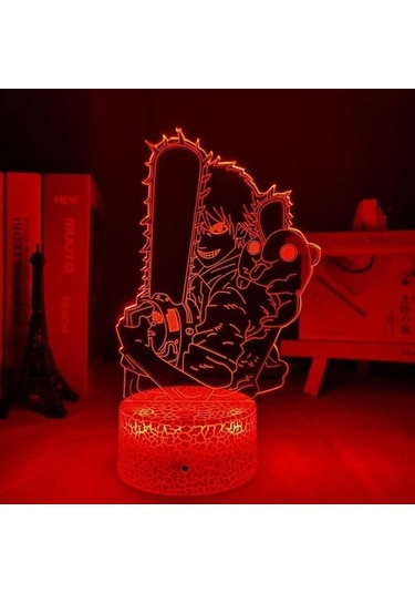 Szypzstore Testere Adam Anime 3d Erkek Için Gece Lambası 16 Renk Kız Odası Dekor Illusion Led Lamba Usb Manga Pochita Şekil Uygun Çocuklar Hayranlar Noel Hediyeleri Dk9rzt Siyah