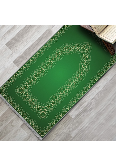 Evaşk Namazlık Dokuma Halı Kaymaz Muslumana Seccade 80 x 130 YEŞİL EVAŞK609B66
