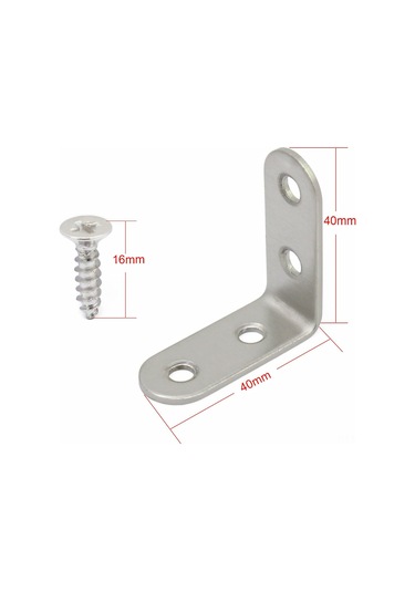 Youtek 10 Adet Paslanmaz Çelik 90 Derece Açı Braketi - 40x40mm, 4 Delikli, 40 Vidalı, Dayanıklı Raf Ve Mobilya Donatı Diğer