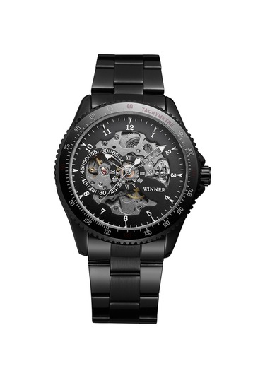 010 Erkek Saati Yarı Otomatik Mekanik Saat Zaman Göstergesi Moda Rahat Paslanmaz Çelik Kayış Erkek Kol Saati Relogio Masculino Diğer