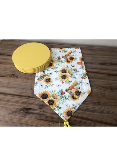 Ayçiçek Desenli Runner & Supla Çok Renkli