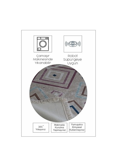 Dekoratif Milena Model Kaydırmaz Dot Taban Halı Çok Renkli