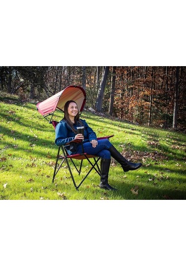 Gci Outdoor Sunshade Comfort Pro Chair Güneşlikli Katlanır Plaj Sandalyesi Kırmızı Kırmızı