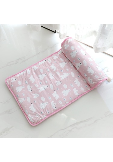 Xindoker Yaz Serinliği İçin Yumuşak Ve Kolay Temizlenebilir Evcil Hayvan Soğutma Yatağı, 60x40 Cm, Pembe Beyaz Ayı Desenli Siyah