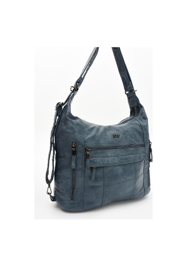 Suni Deri Yumuşak Dokumalı Sırt Omuz Çantası Mavi Model: 571-11-13b - Mavi