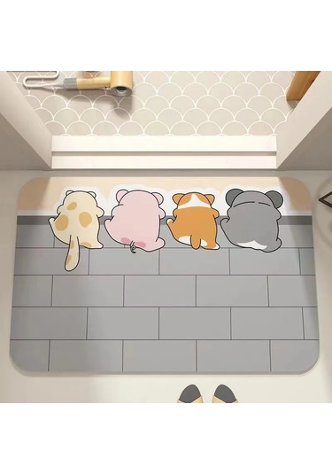 Karikatür Banyo Yumuşak Diatoous Ous Çamur Kat Mat, Banyo Emici