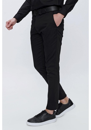 P 1112 Slim Fit Siyah Spor Pantolon Siyah