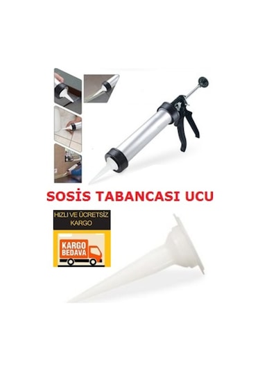 5 Adet Sosis Poliüretan Mastik Silikon Tabancası Ucu + Hediyeli Çok Renkli