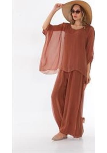 İtalyan Yarasa Kollu İpek Bluz-9220 Tarçın