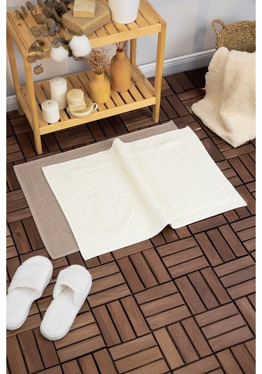 Leoline %100 Pamuk Premium 2'li Ayak Havlusu Kahverengi - Krem