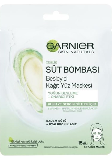 Garnier Süt Bombası Besleyici Kağıt Yüz Maskesi - Badem Sütü