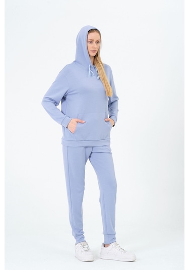 Kadın Yumuşak Kumaş Kapşonlu Eşofman Takımı Çok Renkli