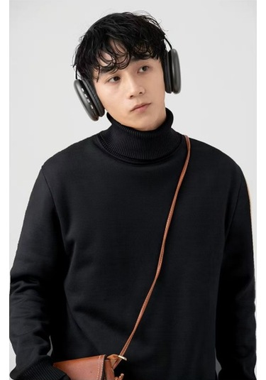 Erkek Kışlık Kazak Balıkçı Yaka Düz Renk Kalın Bol Kazak Gri