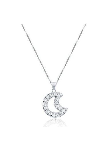 Tektaş - Beyaz Altın 14 Ayar Ay Kolye