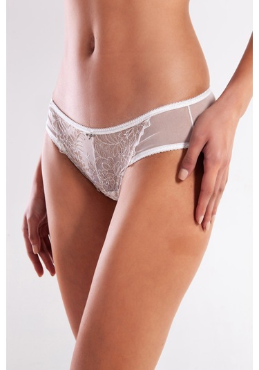 Golshan Gaspara Mini Slip, Kadın Güpürlü Tüllü Ekru Normal Kesim Külot Çok Renkli