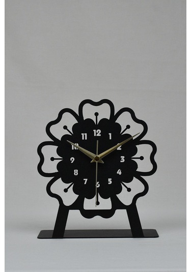 Mercan Model Metal Lazer Kesim Akar Sessiz Mekanizmalı Masa Saati Siyah