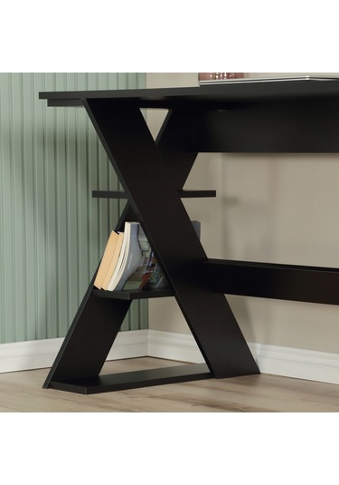 Pasific Home Lungo Raflı Çalışma Masası, Ofis Masası, 60X140 Cm, Siyah