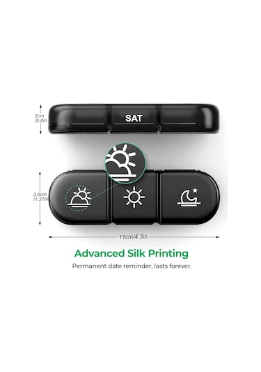 Qingmipy "7 Günlük Büyük Kapasiteli Hap Organizatörü - Sabah, Öğle, Akşam İçin 3 Bölmeli Taşınabilir İlaç Kutusu" Çok Renkli