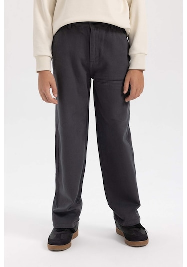 Defacto Erkek Çocuk Loose Fit Standart Paça Gabardin Pantolon A5728a823wnar58 Antrasit