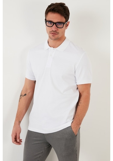 Buratti Pamuklu Regular Fit Düğmeli Erkek Polo Yaka T Shirt 5902281 Beyaz