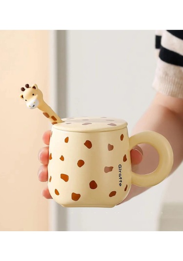 Zürafa Temalı Seramik Kupa 1966 Açık Sarı