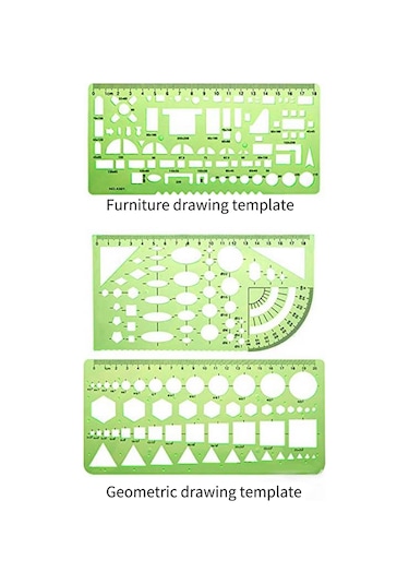 Singree Mimari Çizim Ve Geometri Tasarımı İçin 6'lı Yeşil Å Ablon Seti - Ofis Ve Mobilya Projeleri