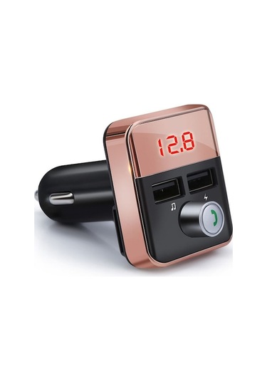 Araç İçi Bt5.0 Kablosuz Fm Verici - Çift Usb Şarj Portlu Mp3 Çalar İle Hands-free Arama + Tf/usb/voltmetre Destekli Stereo Müzik Sistemi