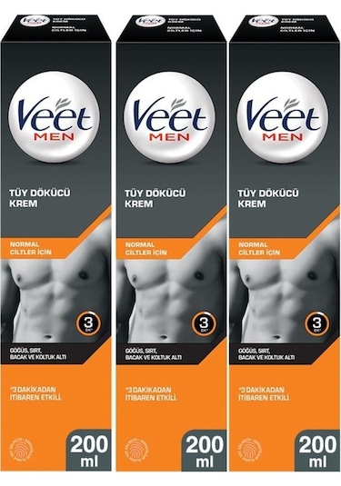 Veet Men Normal Ciltler İçin Tüy Dökücü Krem 3 x 200 ML