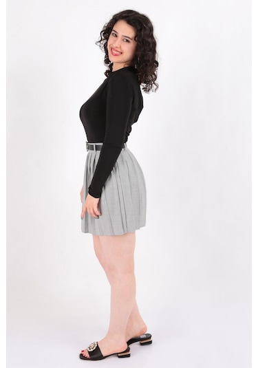Hadise Selget003968 Kadın Kemerli Pileli Mini Etek SELGET003968-R7512 Gri Hadise Selget003968 Kadın Kemerli Pileli Mini Etek SELGET003968-R7512 Gri