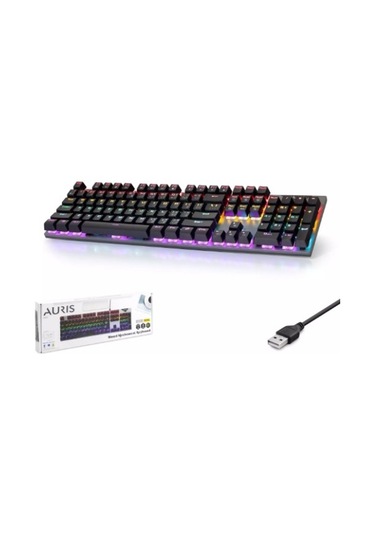 Auris Kg10 Kablolu Oyuncu Klavye Mekanik Hissli Rgb Q Siyah