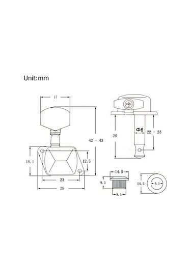 Trendooze Yüksek Performanslı 6 Saplı Elektro Gitar Akort Anahtarı, Siyah, Pratik Kurulum