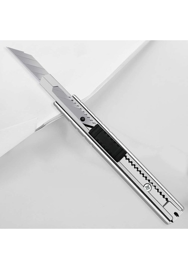 1 Adet İnce Metal Gövdeli Cep Tipi Mini İnce Maket Bıçağı Falçata 9mm