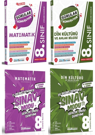 Pruva Akademi 8. Sınıf Matematik + Din Kültürü Sorular Konuşuyor + Deneme Seti 4 Kitap 2023
