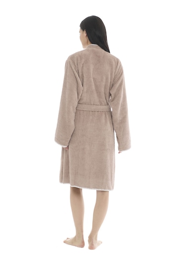 Athena Kimono Kadın Bornozu- Taupa %100 Pamuk Vizon