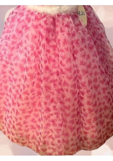 Kız Çocuk Tarlatanlı Barbie Abiye Elbise-13693 Pembe