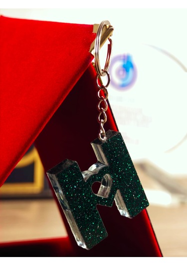 Harfli Anahtarlık Epoksi Kişiye Özel Yapım El Yapımı Harf Anahtarlık Kalp Model Özel Tasarım Hediyelik Ürün Kalp Desenli Simli Anahtarlık Açık Pembe