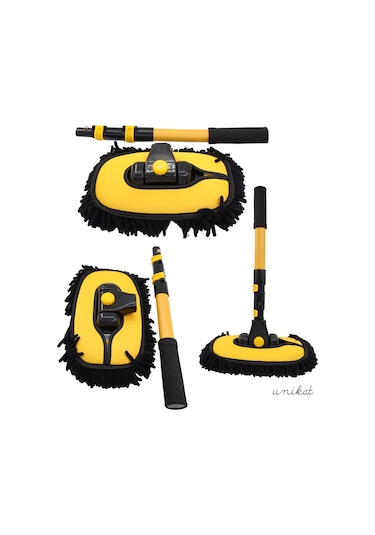 Yeni Tasarım Teleskopik Saplı Araç Yıkama Süpürgesi Makarna Uçlu Uzatılabilir Yaylı Mikrofiber Fırça - 1 Adet
