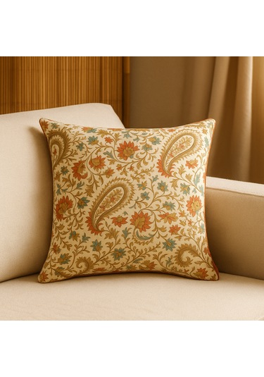 Bohem Etnik Desenli Kırlent Kılıfı Duck Kumaş, Fermuarlı, Dekoratif Yastık 40 x 40