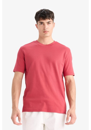 Defacto Regular Fit Bisiklet Yaka Basic Düz Kısa Kollu Tişört E7961ax25aubr238 Bordo