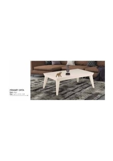 Orta Sehpa Osm Piramit Model Parlak Krem Ahşap Kayın Torna Retro Ayak El Yapım