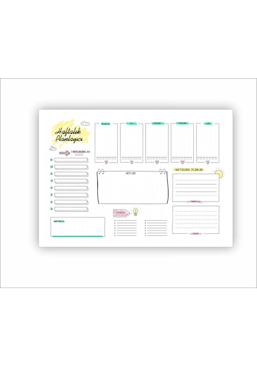 Haftalık Planlayıcı Defter Bloknot Tutkallı 62 Syf A4