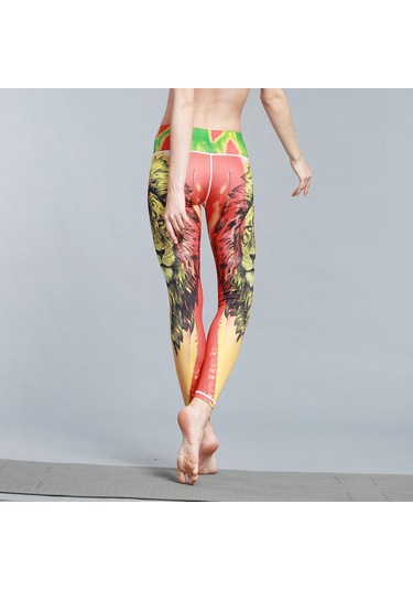 Paıyıge Yoga Pantolon Kadın Baskılı Aslan Hk49 Koyu Yeşil