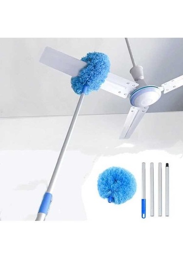 Fortunelane Alüminyum Gövde Süpürge, Başlı Mikrofiber Uzatılabilir - Tavan, Fan, Pencereler İçin Ev Temizlik Aleti