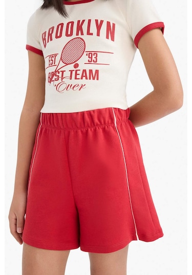 DeFacto Kız Çocuk 2'li Takım Fitilli Kaşkorse Baskılı Kısa Kollu Tişört Beli Lastikli Şort E4756A825HSER140 Ekru DeFacto Kız Çocuk 2'li Takım Fitilli Kaşkorse Baskılı Kısa Kollu Tişört Beli Lastikli Şort E4756A825HSER140 Ekru